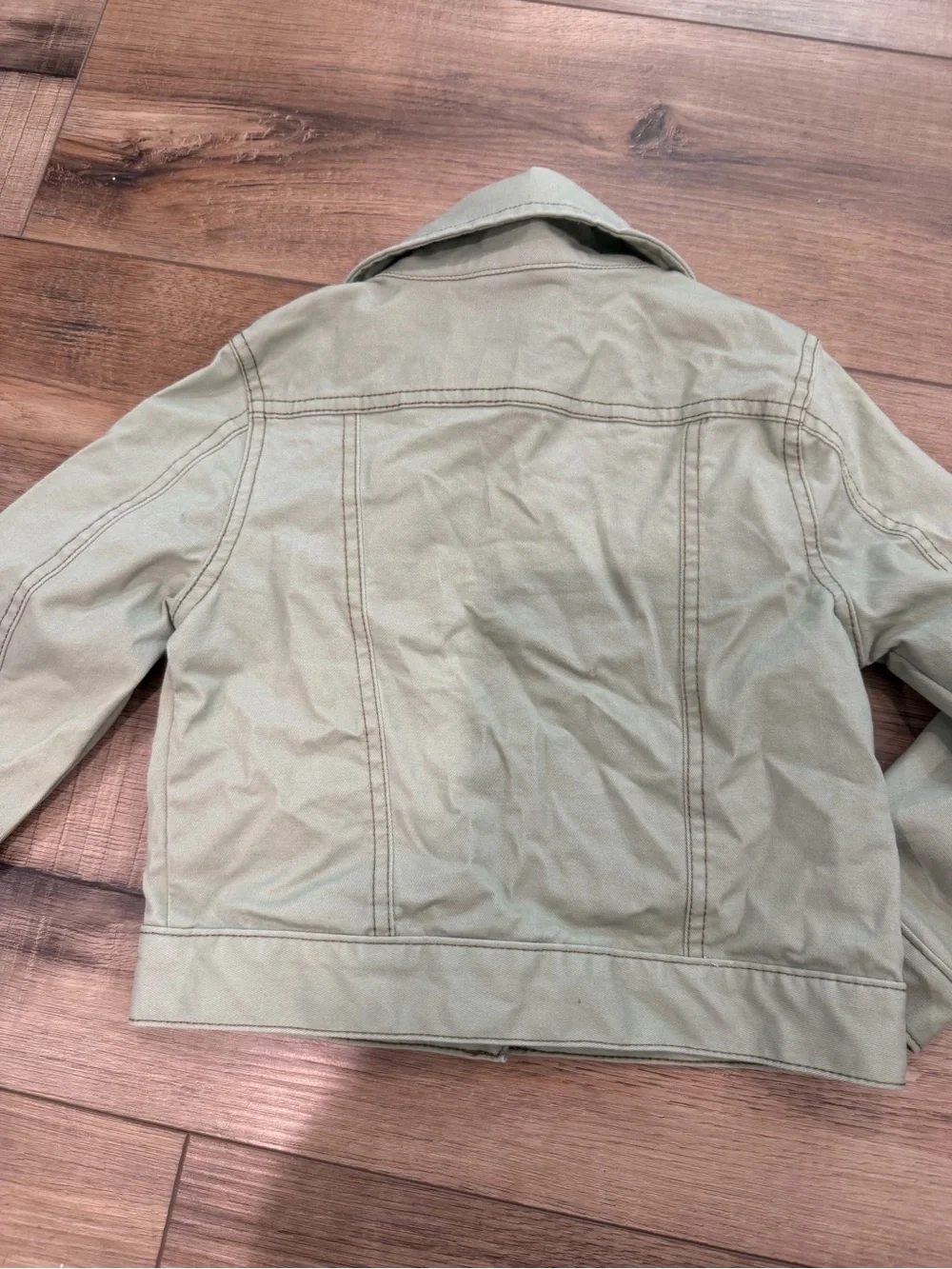 Kids Light Sage Green Denim-style Jacket